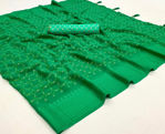 Picture of Pure Georgette With Fancy Lace & Beautiful Green Blouse Saree