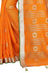 Picture of Pure Orange Lilen Silver Jacquard With Butta Saree