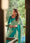 Picture of Pure Georgette With Fancy Lace & Beautiful Blue Blouse Saree