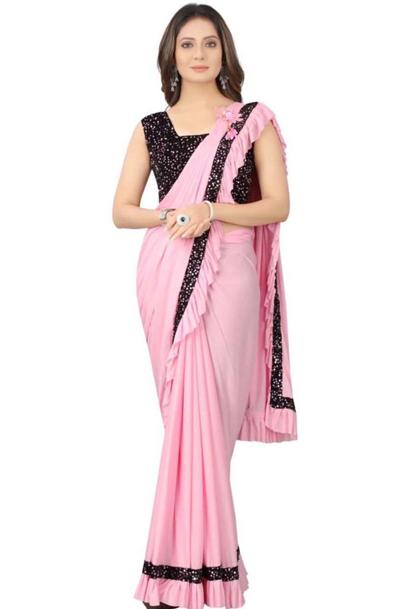 Picture of New Party Wear Stylish Fancy Pink Saree For Female
