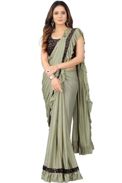 Picture of Party Wear Stylish Fancy Silver Saree For Female
