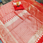 Picture of Beautiful Soft Jecard Saree For Wedding With Blouse