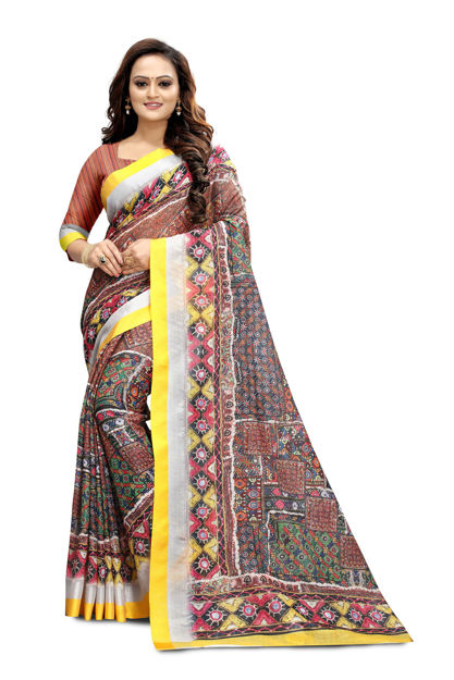 Picture of Pure Linen And Beautiful Reach Pallu Saree