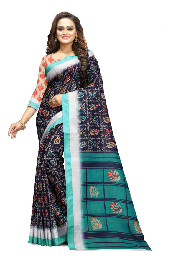Picture of Pure Linen Printed Reach Pallu And Beautiful Saree