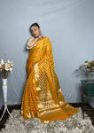 Picture of Pure organza weaving  zari & printed yellow sarees
