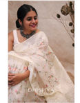 Picture of Pure White Georgette With Fancy Lace & Beautiful Blouse Saree
