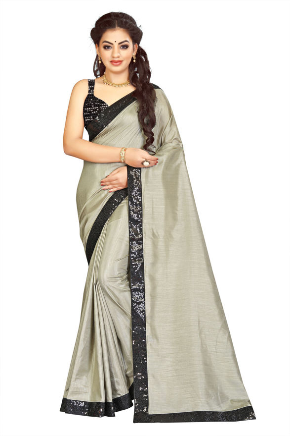 Picture of Pure Beautiful Vichitra Silk Saree With Blouse