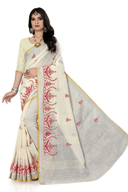 Picture of Pure Lilan And  Embrodiery Beautiful Saree