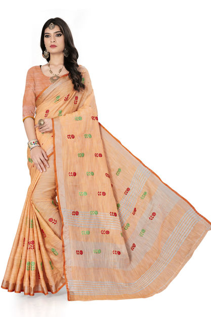 Picture of Women And Beautiful Embroidery  Work Saree
