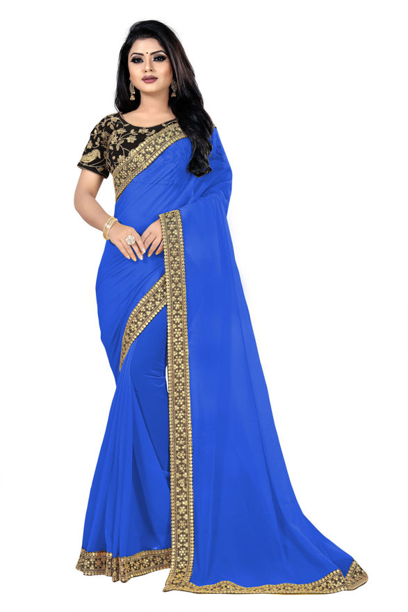 Picture of Beautiful Pure Georgette Saree With Blouse For Wedding