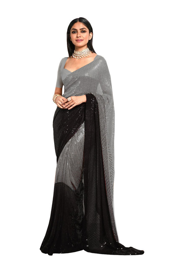 Picture of Pure Dola Silk With Fancy Lace & Beautiful Black Blouse Saree
