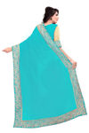Picture of Pure Sky Blue Georgette With Fancy Lace & Beautiful Blouse Saree