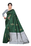 Picture of Beautiful Dark Green Soft Lichi Silk Saree With Blouse