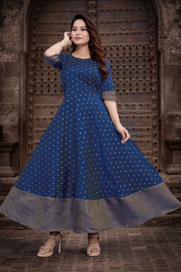 Picture of Women Beautiful Fit And Flare Blue Dress