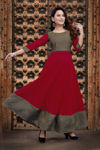 Picture of Beautiful And Stylish Fit Cherry Red Kurti Type Dress