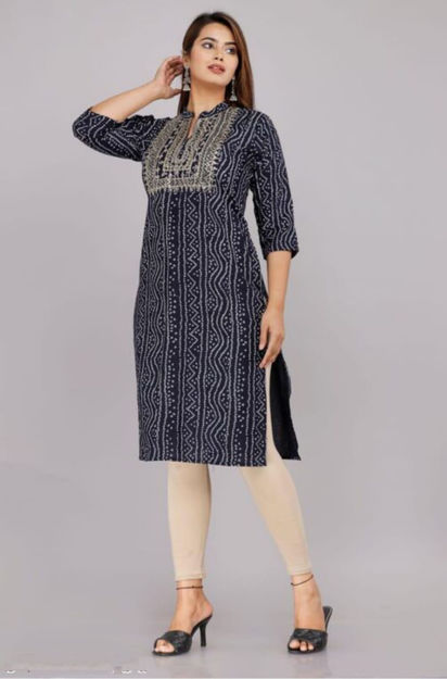 Picture of Pure  Georgette With  Gold Print & Fancy Lace &  Beautiful Kurti