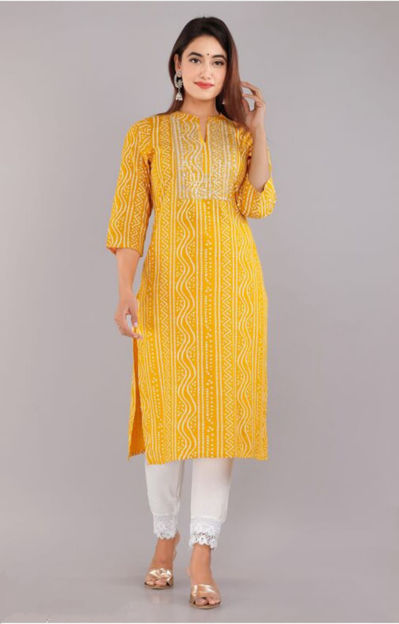 Picture of Pure  Georgette With Fancy Lace & Beautiful Yellow Kurti