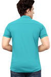 Picture of Smart Men's Casual Solid Lycra Peacock Blue Shirt.