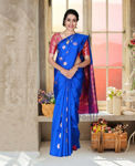 Picture of Blue Pure  Georgette With   Fancy Lace &  Beautiful Blouse Saree