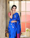 Picture of Blue Pure  Georgette With   Fancy Lace &  Beautiful Blouse Saree