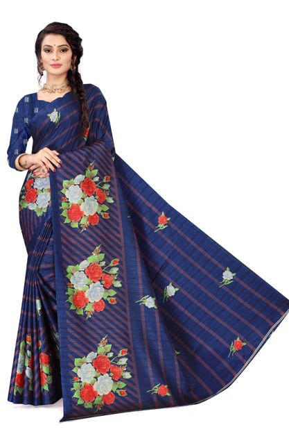 Picture of Digital Printed Bahubali Navy Blue Silk Saree For Wedding