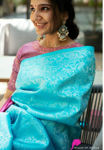 Picture of Sky Blue Pure  Georgette With   Fancy Lace &  Beautiful Blouse Saree