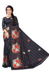 Picture of Beautiful Printed Black Silk Saree With Blouse
