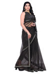 Picture of Pure  Georgette With Fancy Lace &  Beautiful Blouse Black Saree
