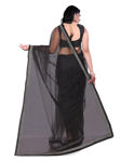 Picture of Pure  Georgette With Fancy Lace &  Beautiful Blouse Black Saree