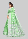Picture of Parrot Color Pure Linen Cotton Saree With Blouse For Wedding