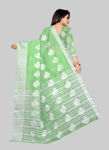 Picture of Parrot Color Pure Linen Cotton Saree With Blouse For Wedding