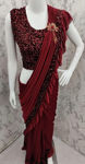 Picture of Super Demanding Beautiful Ready To Wear Sequins Red Saree