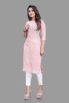 Picture of Pure Cotton And Bandhani Printed Fancy Baby Pink Kurti