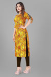 Picture of Beautifull Cotton And Fancy Ladies Yellow Kurti