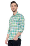 Picture of Pure Cotton And Checks Pattern Men's Green Shirt