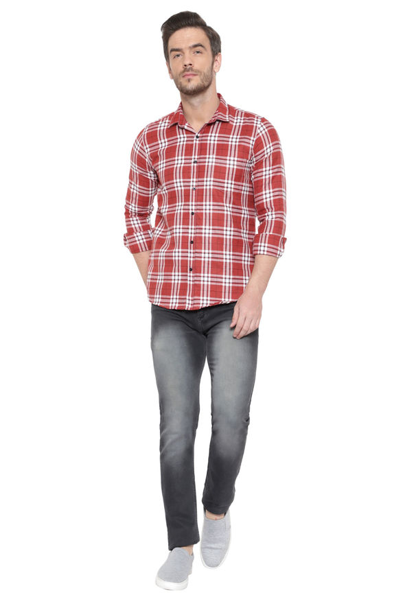 Picture of Cotton Best Checks Pattern Men's Fancy Red Shirt
