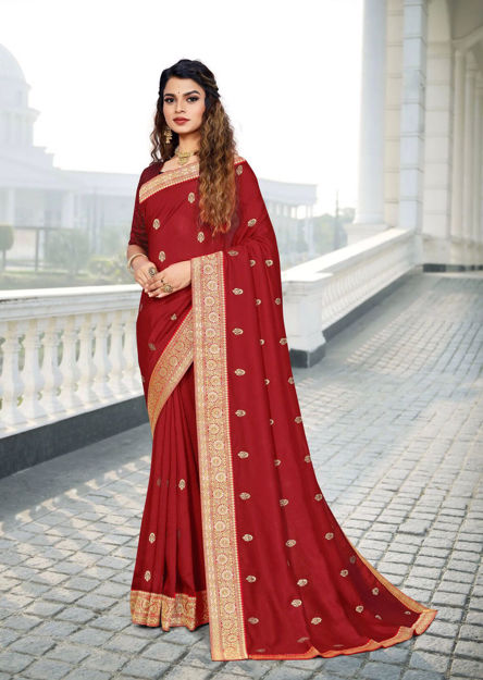 Picture of Pure Vichitra And Beautiful Silk Work Saree