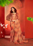 Picture of Pure Brasso Silk And Foli Print Fancy Light Brown Saree