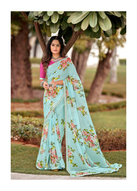 Picture of Beautiful Chiffon  And Fancy  Lace Saree