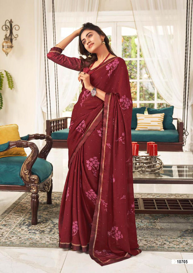 Picture of Pure Chiffon And Fancy Work Beaurtiful Saree