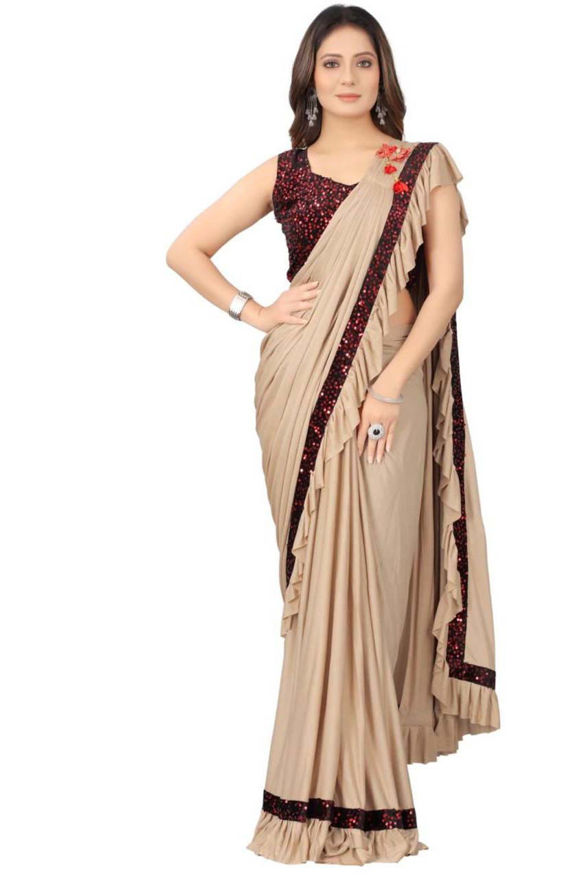 Picture of New Party Wear Stylish Fancy Cream Saree
