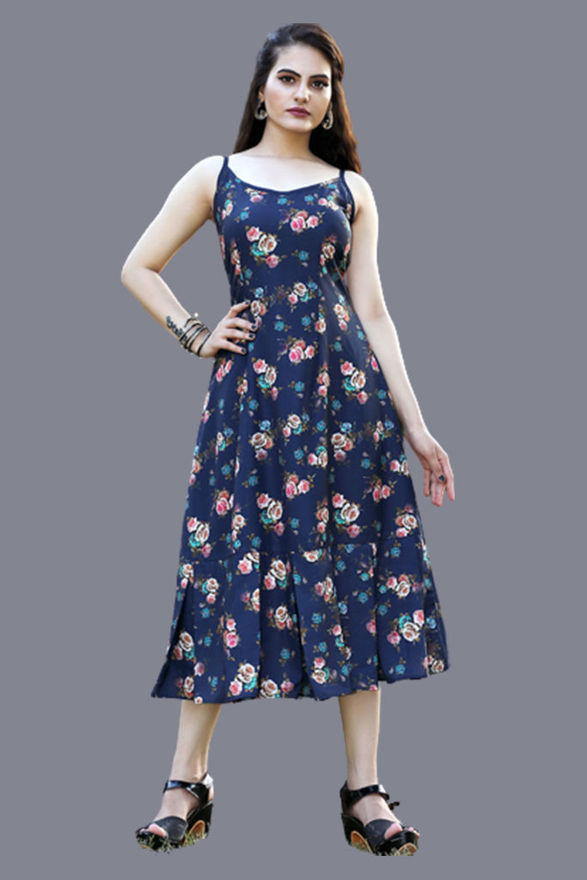 Picture of Beautiful Navy Blue Best Colour Western Wear Dresses