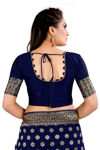 Picture of Soft Lichi Silk Cloth Beautiful Rich Pallu Blue Saree For Woman