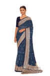 Picture of Pure Brasso Silk Stylish Fashionabale Blue Saree
