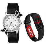 Picture of Fashion Butterfly Analogue And Led Watch For Girl's & Women's Combo