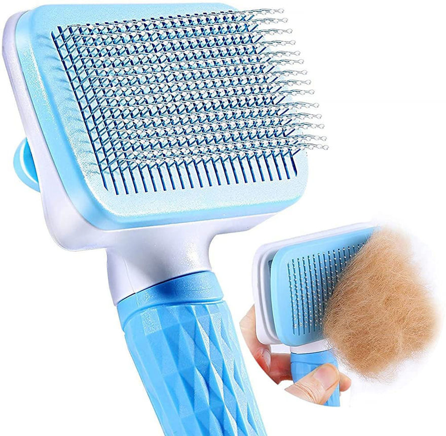 Picture of Meetzone Pet Neat Self Cleaning Slicker Brush  (1Pcs/Multicolour)