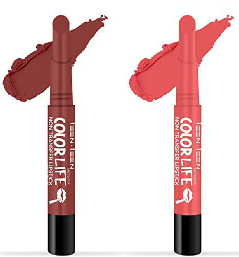 Picture of Teenteen Nontransfer Matte Lipstick Combo (Bollywood Nude, Coral Pink)