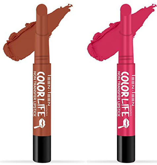Picture of Teen Teen Non Transfer Matte Lipstick Combo (Hot Chocolate, Rose Pink)