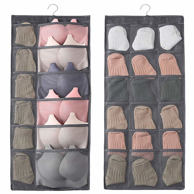 Picture of Dual-Sided Hanging Closet Organizer For Garment Storage Socks, Bra